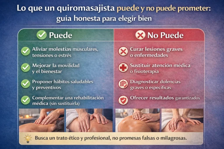 Lo que un quiromasajista puede y no puede prometer: guía honesta para elegir bien