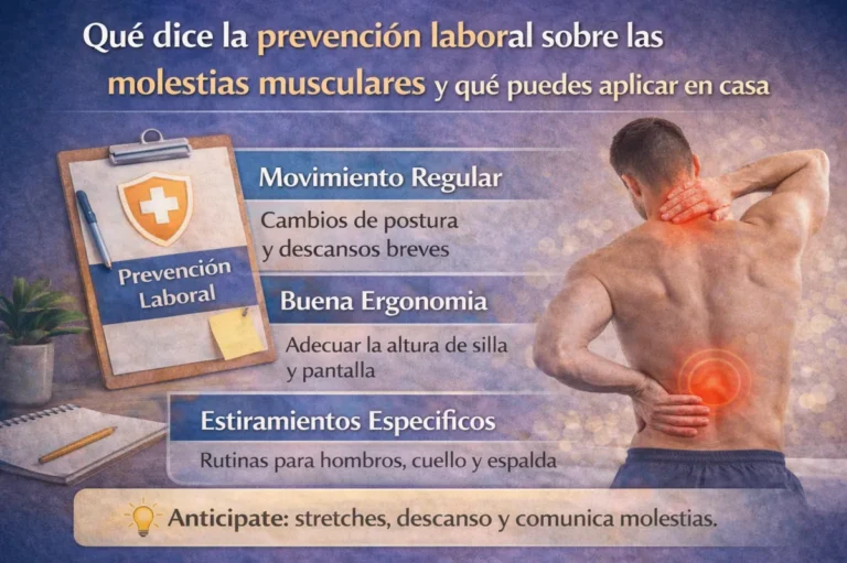 Qué dice la prevención laboral sobre las molestias musculares y qué puedes aplicar en casa